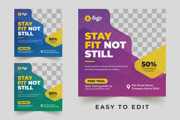 Shape your body square flyer or Instagram social media post template	