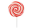 Classic red and white lollipop isolated on transparent background