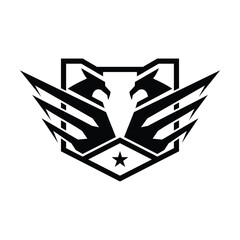 eagle logo. double eagle badge tactical logo design template illustration