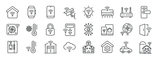 smart home systems line icons. editable stroke. for website marketing design, logo, app, template, u