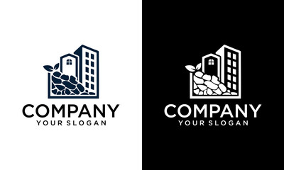 stone building house logo vector icon illustration