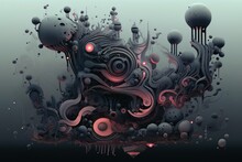 Abstract Artwork 3d Grey And Pink Background With Spheres And Lines Ui Ux Design AI