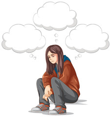 Poster - Depressed teenage with speech bubbles