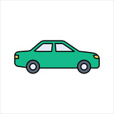 Fototapeta  - Car linear icon. Taxi. Thin line illustration. Automobile. vector illustration on white background