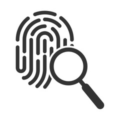 Vector illustration of fingerprint search icon in dark color and transparent background(PNG).