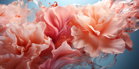 A closeup photography of acrylic paint white pink rose clair colors flowing down, AI Generative