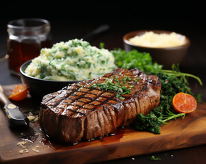 Wall Mural - Steak with vegetables