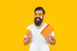© be free - smiling cool hipster man on background. photo of cool hipster man wear sunglasses.