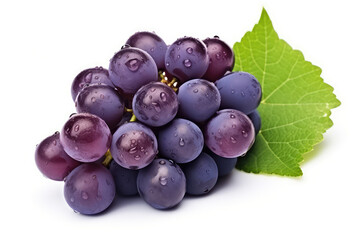 Wall Mural - Dark blue grape isolated on white background. (ai generated)