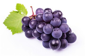 Wall Mural - Dark blue grape isolated on white background. (ai generated)