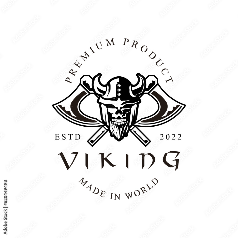 Skull Viking. Warrior Skull Man logo icon symbol black and white ...