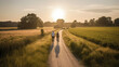 © Robert Kneschke - Young couple cycling through countryside on summer evening