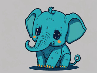 Wall Mural - cute baby elephant cartoon