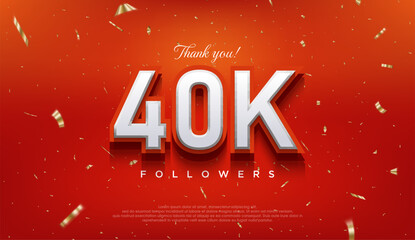 Elegant number to thank 40k followers, the latest premium vector design.