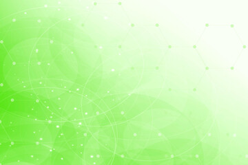 Elegant neon green abstract background with white circulars lines and dots.  Modern simple texture graphic element. 