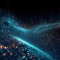 Wall Mural - Visualization of sound waves. Abstract futuristic background with colorful glowing neon moving high speed wave lines and bokeh lights. Data transfer concept. Fantastic wallpaper. Generative AI