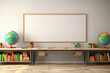 © Viktoriia - Empty school classroom with blackboard, back to school, education concept, AI Generative. .