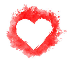 Poster - The red heart symbol with watercolor.
