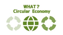サーキュラーエコノミー（循環型経済システム）のイラスト、シンプルな地球とリサイクルマーク。