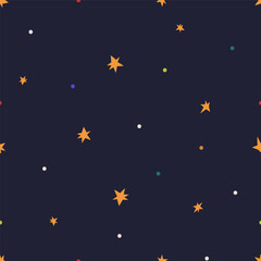 Wall Mural - seamless pattern, stars on night sky. endless background design. repeating starry print for kid wall