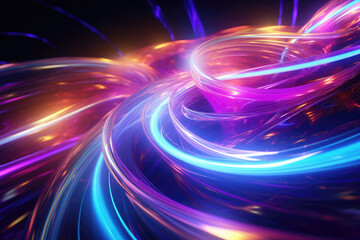 Wall Mural - Colorful Neon Spinning Lights Abstract Background