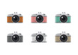 Colorful set of retro cameras in a flat style