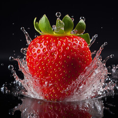 Canvas Print - strawberry in water splash