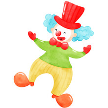 Clown, Circus, Watercolor, Clown Watercolor