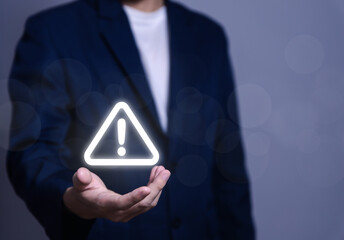 Wall Mural - warning triangle and exclamation sign icon caution of dangerous problems server error