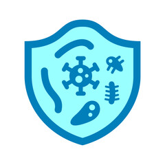 virus shield protection icon, anti bacterial vector illustration isolated on transparent background. secure, microbiology, protect, clinical, illness, system, disease, safe, safety, protection, health