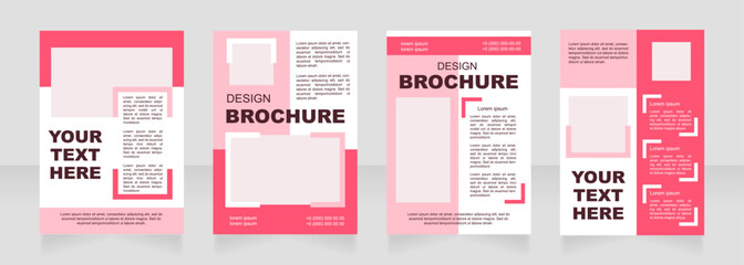Glamour pink blank brochure layout design. Info on service. Vertical poster template set with empty copy space for text. Premade corporate reports collection. Editable flyer paper pages