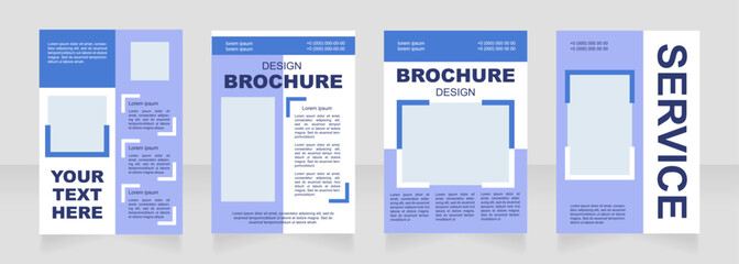 Management service blue blank brochure layout design. Product info. Vertical poster template set with empty copy space for text. Premade corporate reports collection. Editable flyer paper pages