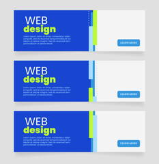Wall Mural - e commerce blue horizontal web banner design template. vector flyer with text space. advertising pla