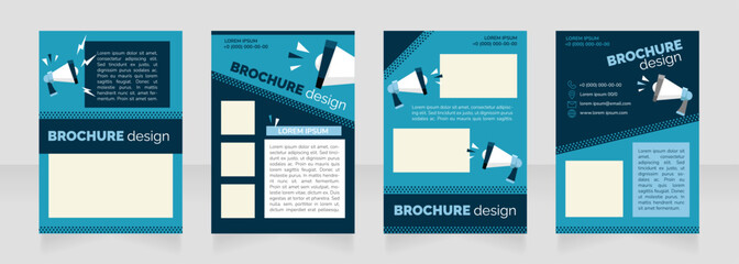 Wall Mural - social media marketing blue blank brochure layout design. promo service. vertical poster template se