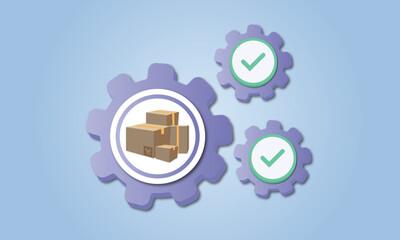 Production Management.on blue background.Vector Design Illustration.