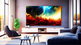 Fototapeta Paryż - Tv in modern livingroom. Generative ai interior design.
