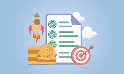 concept of project closure, project life cycle management vector illustration