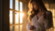 © Keitma - Sexy woman wearing a lace babydoll in a bedroom with window and sunset light