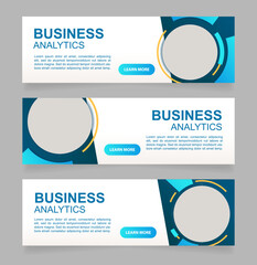 Wall Mural - innovation in business analytics web banner design template. vector flyer with text space. advertisi