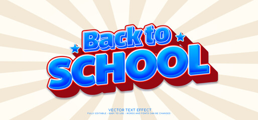 Wall Mural - 3d text bold Back to school editable style effect