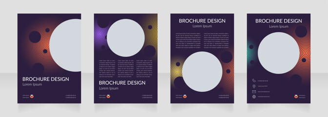 Deep space exploration science blank brochure design. Template set with copy space for text. Premade corporate reports collection. Editable 4 paper pages. Lato Regular, Light fonts used