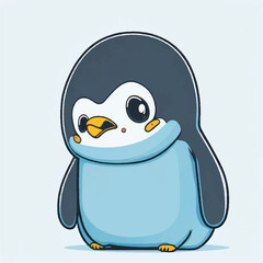 Sticker - vector illustration of cute baby penguin cartoon isolated on white background