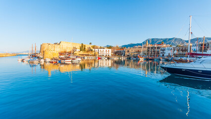 Wall Mural - Kyrenia harbour view. Kyrenia harbour is currently a famous tourist resort in Northern Cyprus.