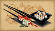 Sushi japanese plate - Generative AI