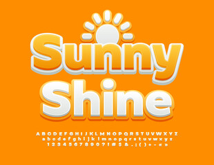 Vector natural concept Sunny Shine with decorative element. Bright modern Font. Set of trendy Alphabet Letters, Numbers and Symbols