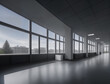 © supersomik - Modern interior design of spacious office hall and city view from panoramic windows, generative ai. Concept of new office