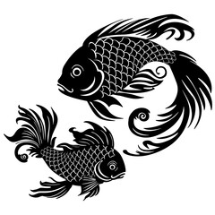 Canvas Print - Two fantasy fish, one color, low points.