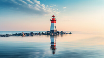 Wall Mural - lighthouse on the sea with water reflections