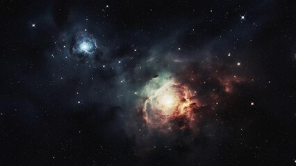 Wall Mural - space flight to star clusters past space dust.