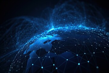 Wall Mural - blue earth map glow light background illustration